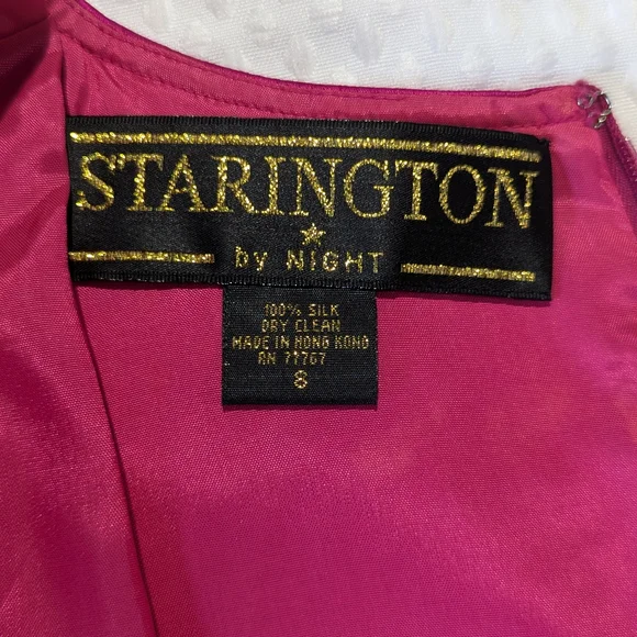 STARINGTON Vintage Pink Sheath Dress Long Sleeve Crew Neck, size 8, 100% silk - Picture 10 of 12